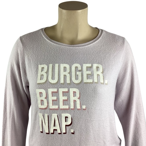Wildfox Lilac Baggy Beach Jumper L Burger Beer Nap Graphic Sweatshirt - Picture 2 of 7